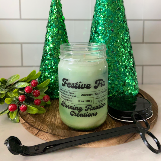 Festive Fir Marbled Candle