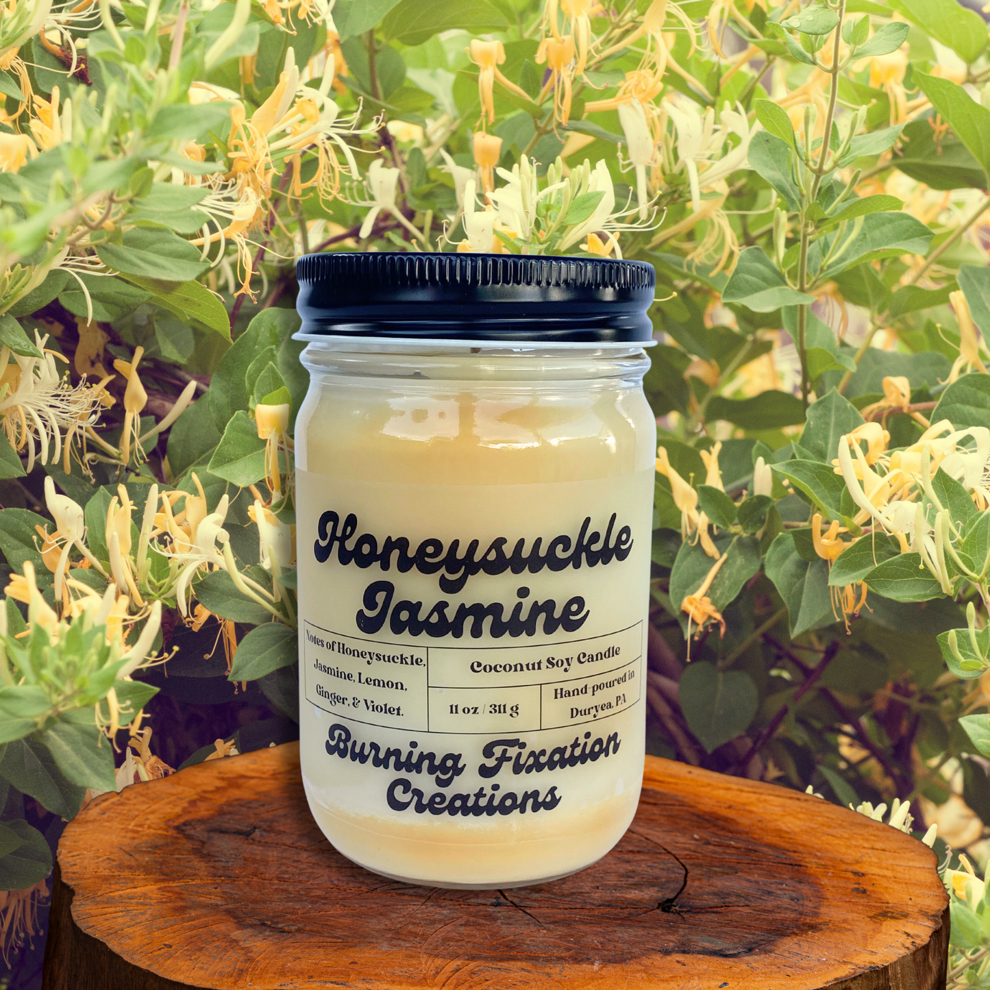 Honeysuckle Jasmine Marbled Coconut Soy Candle