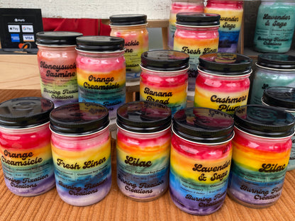 Rainbow Pride Marbled Candle