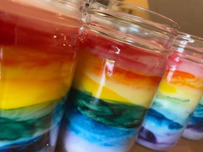 Rainbow Pride Marbled Candle