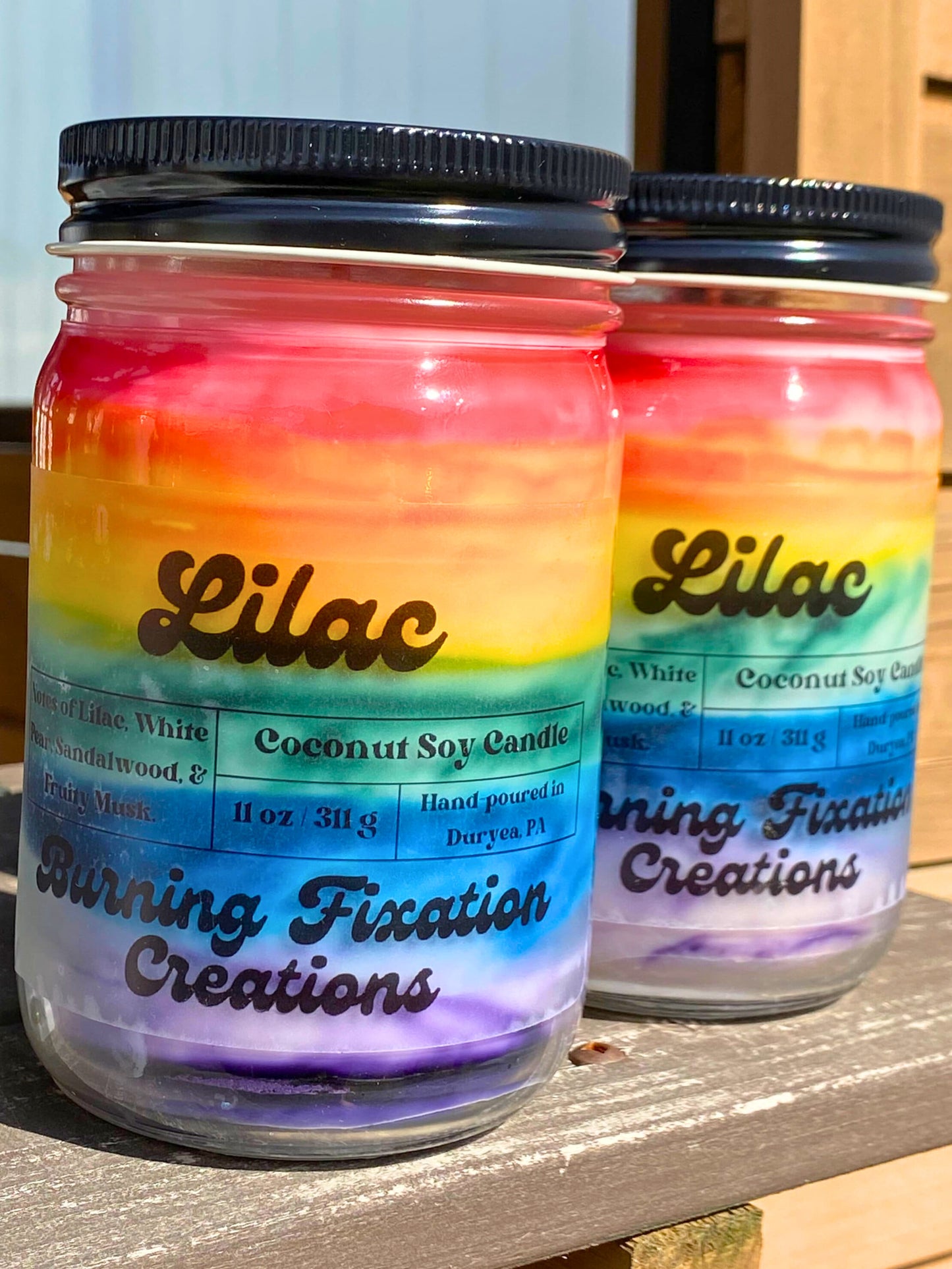 Rainbow Pride Marbled Candle