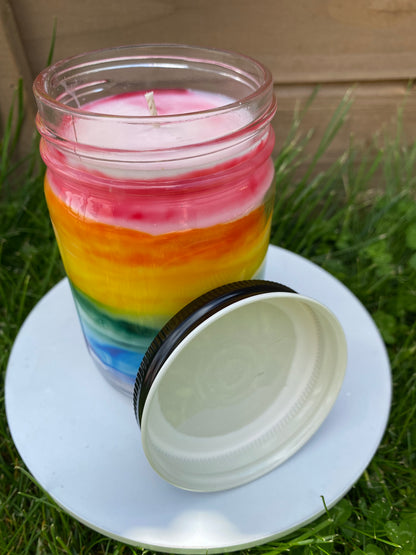 Rainbow Pride Marbled Candle