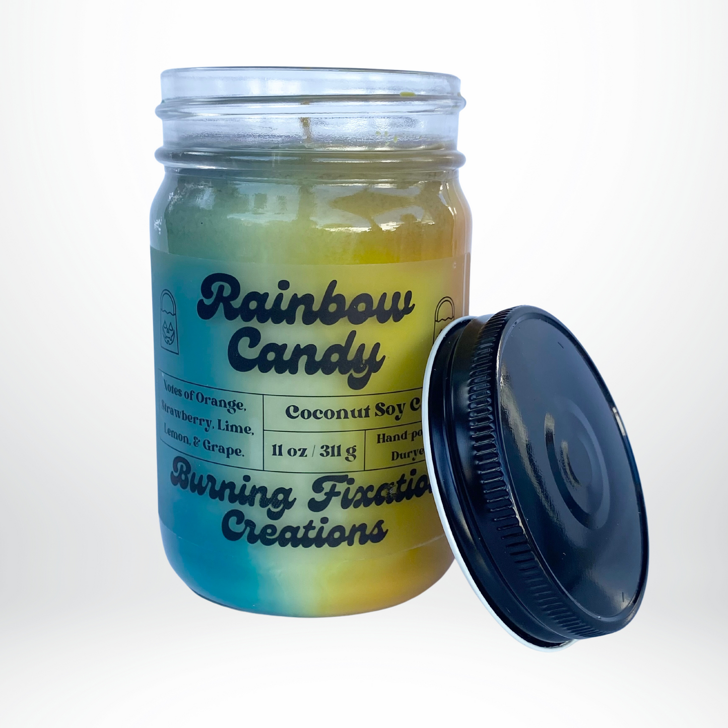 Rainbow Candy Marbled Candle