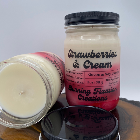 Strawberries & Cream Marbled Coconut Soy Candle