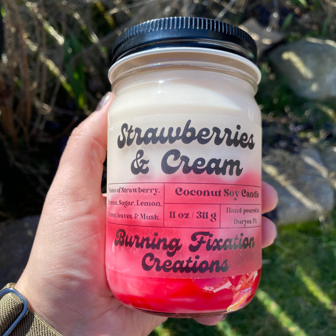 Strawberries & Cream Marbled Coconut Soy Candle