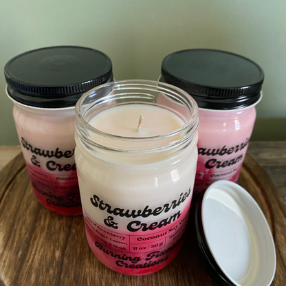 Strawberries & Cream Marbled Coconut Soy Candle