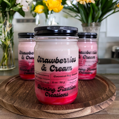 Strawberries & Cream Marbled Coconut Soy Candle