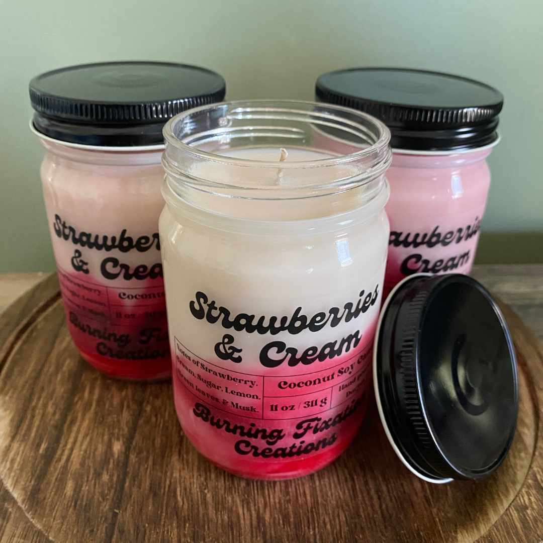 Strawberries & Cream Marbled Coconut Soy Candle